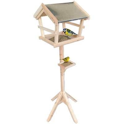 Relaxdays Fågelmatare med stativ, väderbeständig tak, trädgård, balkong och terrass, fågelhus, granträ, naturlig, 80%, 121 x 36 x 30 cm Relaxdays Fågelmatare med stativ, väderbeständig tak, trädgård, balkong och terrass, fågelhus, granträ, naturlig, 80%, 121 x 36 x 30 cm