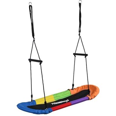 Relaxdays Oval Nest Swing för barn och vuxna, 150 kg, flera personer med handtag, 165 x 123 x 45 cm, färgglad Relaxdays Oval Nest Swing för barn och vuxna, 150 kg, flera personer med handtag, 165 x 123 x 45 cm, färgglad