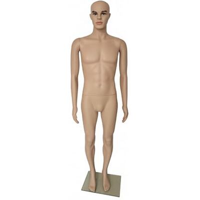 Relaxdays verklig storlek mannekäng med rörliga huvud och armar, glasbas, 185 cm, beige Relaxdays verklig storlek mannekäng med rörliga huvud och armar, glasbas, 185 cm, beige