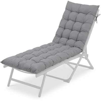 Relaxdays Bänkhylla, 160 x 50 cm, vadderad, quiltad, med band, utomhus, Bänkkudde för trädgårdsbänk, pallar, grå Relaxdays Bänkhylla, 160 x 50 cm, vadderad, quiltad, med band, utomhus, Bänkkudde för trädgårdsbänk, pallar, grå