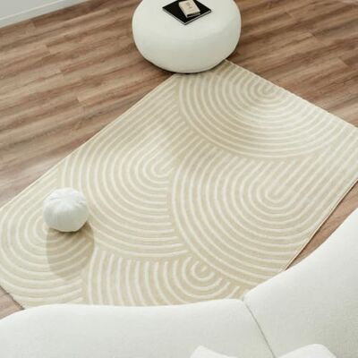 Nazar Vardagsmatta, Sovrumsmatta, mjuk matta, beige matta, mjuk matta, rektangulär matta, GOmTrique mönster, stor matta, vit matta, hallmatta (80 x 150 cm, 157 CR) Nazar Vardagsmatta, Sovrumsmatta, mjuk matta, beige matta, mjuk matta, rektangulär matta, GOmTrique mönster, stor matta, vit matta, hallmatta (80 x 150 cm, 157 CR)