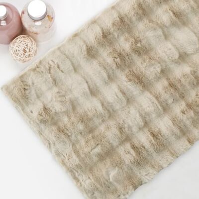 Comart , Mjuk och lurvig matta, 3D-fyrkantig design, halkfri undersida, modern, bekväm, för vardagsrum, sovrum, sängmatta, soffa, maskintvättbar, beige färg 140 x 180 cm Comart , Mjuk och lurvig matta, 3D-fyrkantig design, halkfri undersida, modern, bekväm, för vardagsrum, sovrum, sängmatta, soffa, maskintvättbar, beige färg 140 x 180 cm
