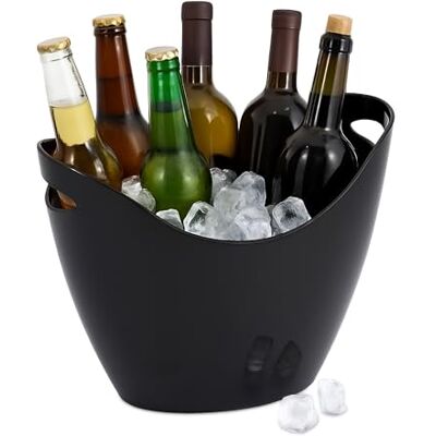 Relaxdays ishink, 8 liter, dryckskylare med handtag, flaskkylare för vin, champagne och öl, plast, svart Relaxdays ishink, 8 liter, dryckskylare med handtag, flaskkylare för vin, champagne och öl, plast, svart