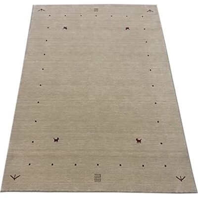 WAWA TEPPICH Handgjord orientalisk Gabbeh-matta av 100% ull Loom handvävd 170 x 240 cm beige T1 WAWA TEPPICH Handgjord orientalisk Gabbeh-matta av 100% ull Loom handvävd 170 x 240 cm beige T1