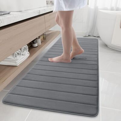 Buganda Mjuka badmattor i minnesskum – halkfria absorberande badrumsmattor extra stor storlek löpare lång matta för kök badrumsgolv 60 cm x 180 cm, grå Buganda Mjuka badmattor i minnesskum – halkfria absorberande badrumsmattor extra stor storlek löpare lång matta för kök badrumsgolv 60 cm x 180 cm, grå