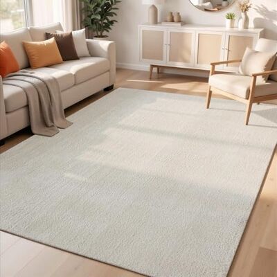 Rugs by Desire Bekväm tvättbar modern vardagsrumsmatta polyester enkel inomhusmatta med låg lugg – halkfri filtbaksida supermjuk matta sovrum – gräddvit, 60 x 100 cm Rugs by Desire Bekväm tvättbar modern vardagsrumsmatta polyester enkel inomhusmatta med låg lugg – halkfri filtbaksida supermjuk matta sovrum – gräddvit, 60 x 100 cm