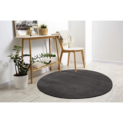 Mias Teppiche Mia´s Mattor komfort modern fluffig kort lugg matta, halkfri undersida, tvättbar upp till 30 grader, supermjuk pälsoptik, antracit, 160 cm rund Mias Teppiche Mia´s Mattor komfort modern fluffig kort lugg matta, halkfri undersida, tvättbar upp till 30 grader, supermjuk pälsoptik, antracit, 160 cm rund