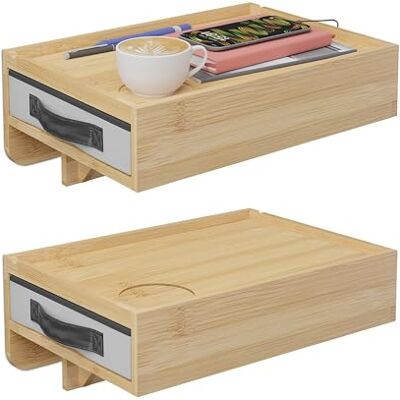 Relaxdays clip-on nattduksbord, 2-delat set, bambu, HxBxD: 14 x 37 x 26,5 cm, låda, sänghylla, naturlig Relaxdays clip-on nattduksbord, 2-delat set, bambu, HxBxD: 14 x 37 x 26,5 cm, låda, sänghylla, naturlig