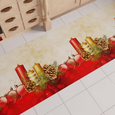 PETTI Artigiani Italiani Julköksmatta, löpare för julkök, julmatta kök, halkfri och tvättbar, matta för jul 52 x 240 cm ljus, tillverkad i Italien PETTI Artigiani Italiani Julköksmatta, löpare för julkök, julmatta kök, halkfri och tvättbar, matta för jul 52 x 240 cm ljus, tillverkad i Italien