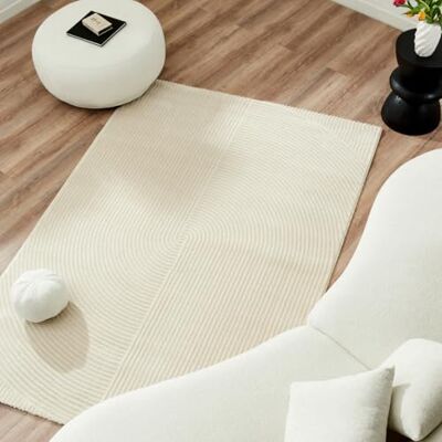 Nazar Matta för vardagsrum, sovrum, matta beige, mjuk enfärgad matta, rektangulär matta, geometriskt mönster, stor matta, vit matta, hallmatta (159 kräm, 120 x 160 cm) Nazar Matta för vardagsrum, sovrum, matta beige, mjuk enfärgad matta, rektangulär matta, geometriskt mönster, stor matta, vit matta, hallmatta (159 kräm, 120 x 160 cm)