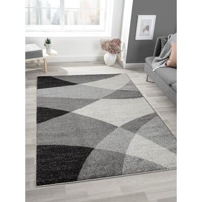 Mias Teppiche Mia's mattor "Mosaix – modern tät kortlugg matta för vardagsrum och sovrum, med kontursnitt, geometriska mönster, rutig, i grå, 120 x 160 cm Mias Teppiche Mia's mattor "Mosaix – modern tät kortlugg matta för vardagsrum och sovrum, med kontursnitt, geometriska mönster, rutig, i grå, 120 x 160 cm