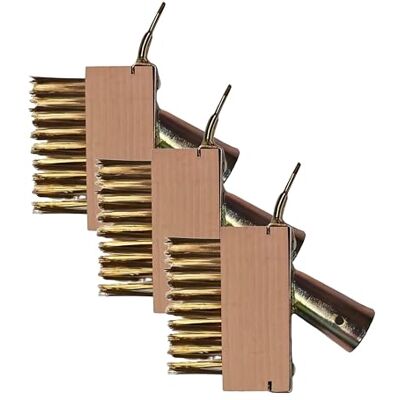 Relaxdays Gemensamma borsthuvuden set med 3 för ogräs och mossborttagning, stålborst, trädgårdsskrapa, naturlig/guld, 12 x 14 Relaxdays Gemensamma borsthuvuden set med 3 för ogräs och mossborttagning, stålborst, trädgårdsskrapa, naturlig/guld, 12 x 14