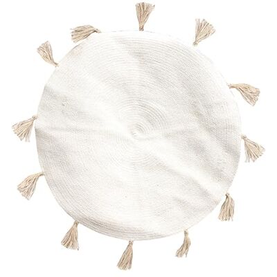 HOME DECO FACTORY rund matta bomull tofs beige HOME DECO FACTORY rund matta bomull tofs beige