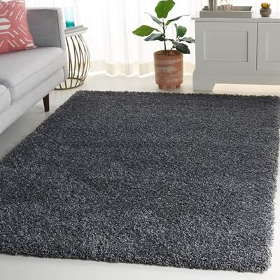 Safavieh lurvig matta för vardagsrum, matsal, sovrum – California Shag-kollektion, hög lugg, i mörkgrå, 122 x 122 cm Safavieh lurvig matta för vardagsrum, matsal, sovrum – California Shag-kollektion, hög lugg, i mörkgrå, 122 x 122 cm