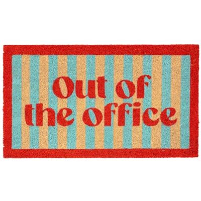 FISURA – Coconut of The Office Home Out of The Office dörrmatta med halkfri PVC-bas, handmålad röd och blå inomhusdörrmatta, entrématta hem med roligt meddelande 70 x 40 cm FISURA – Coconut of The Office Home Out of The Office dörrmatta med halkfri PVC-bas, handmålad röd och blå inomhusdörrmatta, entrématta hem med roligt meddelande 70 x 40 cm