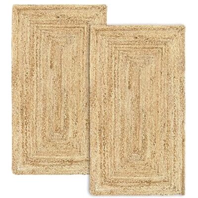 HAMID 2-pack Alhambra jute-mattor naturfärger, 100% jutefibermattor, handflätade vardagsrumsmattor, matsal, sovrum, korridorer, naturfärg (60 x 110 cm) 2 stycken HAMID 2-pack Alhambra jute-mattor naturfärger, 100% jutefibermattor, handflätade vardagsrumsmattor, matsal, sovrum, korridorer, naturfärg (60 x 110 cm) 2 stycken