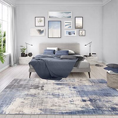 Rugs Essentials BALTA Modern design matta vintage tryck blå, innermatta för vardagsrum – sovrum, abstrakt lapptäcke, maskinvävd 100% polyester, 160 x 230 cm, blå Rugs Essentials BALTA Modern design matta vintage tryck blå, innermatta för vardagsrum – sovrum, abstrakt lapptäcke, maskinvävd 100% polyester, 160 x 230 cm, blå