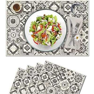 Vilber , set med 4 placemats Vinyl (30,5x45,6x0,22 cm), Anti-fläckar, Halkfria och värmebeständiga. Kombinerbart med bordsvägar och mattor. KOLLAR 05 Vilber , set med 4 placemats Vinyl (30,5x45,6x0,22 cm), Anti-fläckar, Halkfria och värmebeständiga. Kombinerbart med bordsvägar och mattor. KOLLAR 05