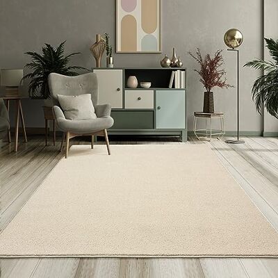 Mias Teppiche Mia's mattor Emely modern mjuk kort lugg (17 mm) vardagsrumsmatta – gräddvit – 160 x 230 cm Mias Teppiche Mia's mattor Emely modern mjuk kort lugg (17 mm) vardagsrumsmatta – gräddvit – 160 x 230 cm