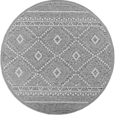 Mias Teppiche Mia's mattor Adora – modern matta, boho-stil, lämplig för inomhus- och utomhusbruk, särskilt platt, perfekt för kök och matsal men också för balkong eller terrass, design 2, 95–grå, 120 cm rund Mias Teppiche Mia's mattor Adora – modern matta, boho-stil, lämplig för inomhus- och utomhusbruk, särskilt platt, perfekt för kök och matsal men också för balkong eller terrass, design 2, 95–grå, 120 cm rund