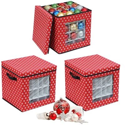 Relaxdays julgranskula förvaringsbox set med 3, 33 x 33 x 33 cm, icke-vävd/kartong/plast, röd Relaxdays julgranskula förvaringsbox set med 3, 33 x 33 x 33 cm, icke-vävd/kartong/plast, röd