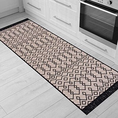 Jimri Fashion4Home Matta löpare – tepiche för vardagsrum, sovrum, kök, barnrum, badrum – boho kilimmattor – löpare hallmatta svart-beige, storlek: 60 x 90 cm Jimri Fashion4Home Matta löpare – tepiche för vardagsrum, sovrum, kök, barnrum, badrum – boho kilimmattor – löpare hallmatta svart-beige, storlek: 60 x 90 cm