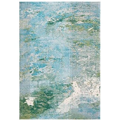 Safavieh Boho-matta för vardagsrum, matsal, sovrum – Madison-kollektion, kort lugg, i grönt och blått, 66 x 122 cm Safavieh Boho-matta för vardagsrum, matsal, sovrum – Madison-kollektion, kort lugg, i grönt och blått, 66 x 122 cm