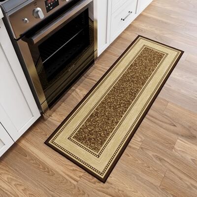 Ottomanson Ottohome-Kollektion Gångmatta med gummibaksida och modern kantdesign, 50 cm x 150 cm, brun Ottomanson Ottohome-Kollektion Gångmatta med gummibaksida och modern kantdesign, 50 cm x 150 cm, brun
