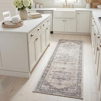Safavieh Brentwood Collection 2' x 6' kräm/grå BNT865B medaljong sliten icke-fällande vardagsrum entré foajé hall sovrum löpare matta Safavieh Brentwood Collection 2' x 6' kräm/grå BNT865B medaljong sliten icke-fällande vardagsrum entré foajé hall sovrum löpare matta