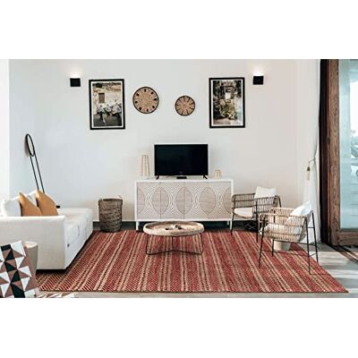 HAMID – ull- och jutmatta olivia, handvävd ull jute-matta för vardagsrum, sovrum, röd naturfärg, (60 x 110 cm) HAMID – ull- och jutmatta olivia, handvävd ull jute-matta för vardagsrum, sovrum, röd naturfärg, (60 x 110 cm)