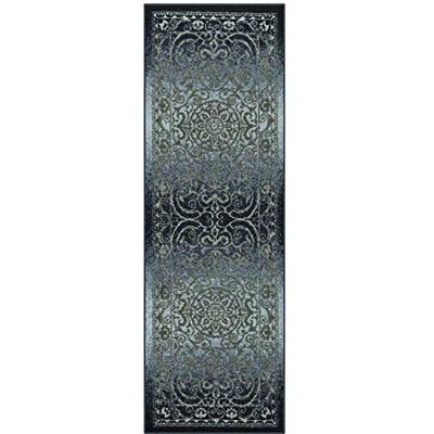 Maples Rugs Pelham Vintage-matta, löpare, halkfri, tvättbar, hall- och entrématta (tillverkad i USA), 61 x 183 cm, marinblå/grå Maples Rugs Pelham Vintage-matta, löpare, halkfri, tvättbar, hall- och entrématta (tillverkad i USA), 61 x 183 cm, marinblå/grå