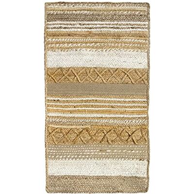 HAMID – jutematta, Sofia-matta, 100% vit och natur, handvävd, mjuk matta och hög hållfasthet för vardagsrum, matsal, sovrum, hallmatta – (110 x 60 cm) HAMID – jutematta, Sofia-matta, 100% vit och natur, handvävd, mjuk matta och hög hållfasthet för vardagsrum, matsal, sovrum, hallmatta – (110 x 60 cm)