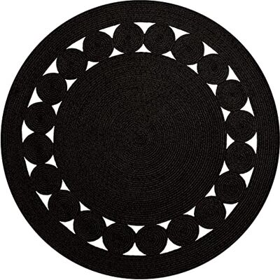 MANI TEXTILE LEYLIM rund svart matta 120 x 120 cm MANI TEXTILE LEYLIM rund svart matta 120 x 120 cm
