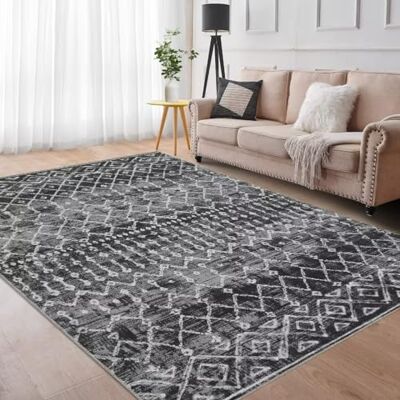 Auton Boho matta, modern matta, neutral matta för sovrumsdekoration vardagsrum dekorationsidéer lekrum 80 x 150 cm grå Auton Boho matta, modern matta, neutral matta för sovrumsdekoration vardagsrum dekorationsidéer lekrum 80 x 150 cm grå