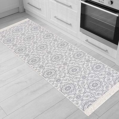 Jimri Fashion4Home Matta löpare – tepiche för vardagsrum, sovrum, kök, barnrum, badrum – boho kilimmattor – löpare, hallmatta, ljusgrå kräm, storlek: 60 x 90 cm Jimri Fashion4Home Matta löpare – tepiche för vardagsrum, sovrum, kök, barnrum, badrum – boho kilimmattor – löpare, hallmatta, ljusgrå kräm, storlek: 60 x 90 cm