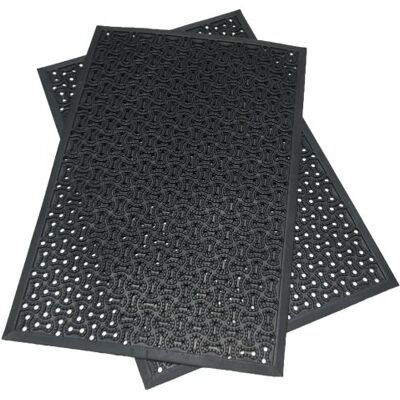 Rubber-Cal "DuraScraper Drainage" kommersiell gummi dörrmatta, 3/8" tjock x 61 cm x 91 cm, svart Rubber-Cal "DuraScraper Drainage" kommersiell gummi dörrmatta, 3/8" tjock x 61 cm x 91 cm, svart