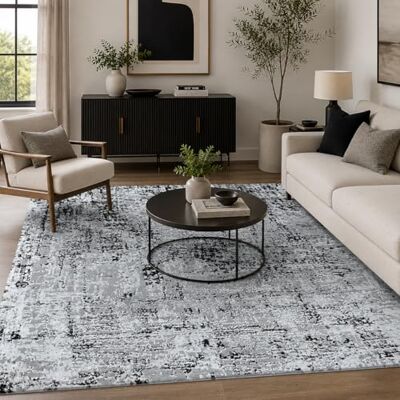 Serdim Rugs Lugn moderna abstrakta graffiti-mattor för samtida ytor, polyester, svart, 120 x 170 cm (4 x 5 x 6 tum) Serdim Rugs Lugn moderna abstrakta graffiti-mattor för samtida ytor, polyester, svart, 120 x 170 cm (4 x 5 x 6 tum)