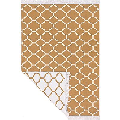 Jimri Fashion4Home Matta med kort lugg – boho kelim-matta, vardagsrumsmatta, sovrum och köksmatta, matta löpare, hallmatta, barnrum matta Marorocco-guldvit, hälsningar: 140 x 200 cm Jimri Fashion4Home Matta med kort lugg – boho kelim-matta, vardagsrumsmatta, sovrum och köksmatta, matta löpare, hallmatta, barnrum matta Marorocco-guldvit, hälsningar: 140 x 200 cm