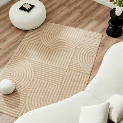 Nazar Vardagsmatta, Sovrumsmatta, mjuk matta, beige matta, mjuk matta, rektangulär matta, GŽOmŽTrique mönster, stor matta, vit matta, hallmatta (120 x 160 cm, 163 beige) Nazar Vardagsmatta, Sovrumsmatta, mjuk matta, beige matta, mjuk matta, rektangulär matta, GŽOmŽTrique mönster, stor matta, vit matta, hallmatta (120 x 160 cm, 163 beige)