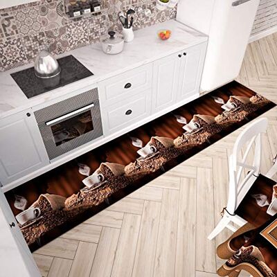 PETTI Artigiani Italiani Köksmatta löpare kök halkfri och tvättbar 52 x 240 cm kaffedesign 1 100% tillverkad i Italien PETTI Artigiani Italiani Köksmatta löpare kök halkfri och tvättbar 52 x 240 cm kaffedesign 1 100% tillverkad i Italien