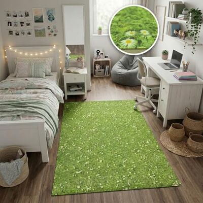 Tadi & Imperio1979 Digitaliserad gräsmatta med blommor vinyl tryckt matta för vardagsrum, kök, vardagsrum, entréer, toalett eller sovrum med baksida PVC halkfri 50 x 300 cm Tadi & Imperio1979 Digitaliserad gräsmatta med blommor vinyl tryckt matta för vardagsrum, kök, vardagsrum, entréer, toalett eller sovrum med baksida PVC halkfri 50 x 300 cm