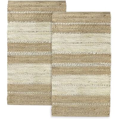 HAMID Pack Nur jutemattor 2 st x 150 x 80 cm, 100% naturlig jutefiber, mjuk matta, handvävd, vardagsrumsmatta, matsal, sovrum, hall, entré, (D3, 150 x 80 cm) HAMID Pack Nur jutemattor 2 st x 150 x 80 cm, 100% naturlig jutefiber, mjuk matta, handvävd, vardagsrumsmatta, matsal, sovrum, hall, entré, (D3, 150 x 80 cm)