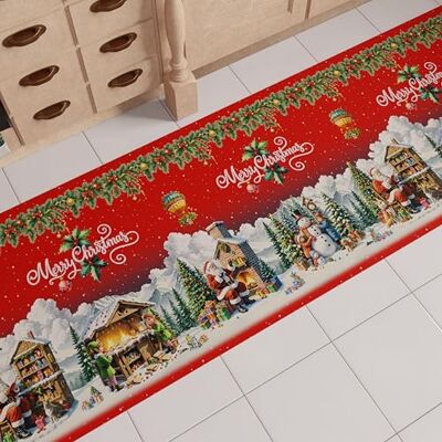 PETTI Artigiani Italiani Julköksmatta, löpare för julkök, julmatta kök halkfri och tvättbar, julmatta 52 x 100 cm jultomteby, tillverkad i Italien PETTI Artigiani Italiani Julköksmatta, löpare för julkök, julmatta kök halkfri och tvättbar, julmatta 52 x 100 cm jultomteby, tillverkad i Italien