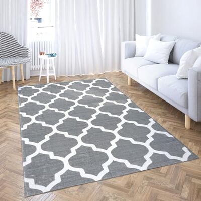Comart Shedir möbelmatta, grå med vit dekoration, för vardagsrum, badrum, sovrum, 60 x 120 cm Comart Shedir möbelmatta, grå med vit dekoration, för vardagsrum, badrum, sovrum, 60 x 120 cm