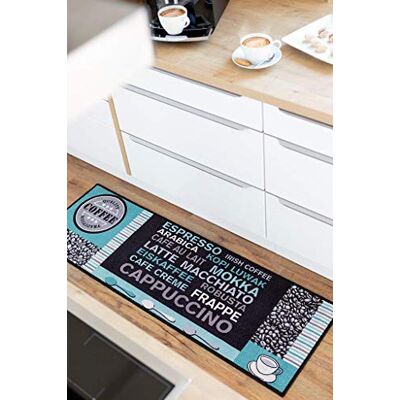 onloom Kökslöpare, kafé, krämvit, löpare, kaffe, färg: grå-turkos, storlek: 50 x 150 cm onloom Kökslöpare, kafé, krämvit, löpare, kaffe, färg: grå-turkos, storlek: 50 x 150 cm