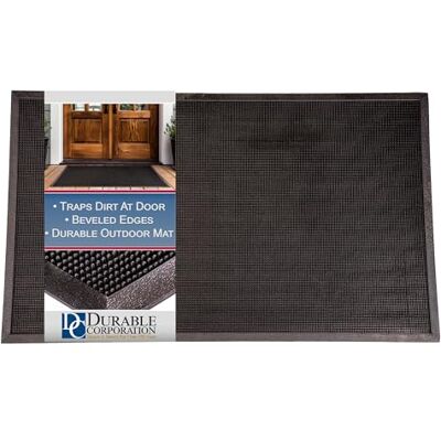 Durable Corporation Hållbar slitstark slitstark gummi fingertopp utomhus entrématta, 28" x 46", Svart, 1 Durable Corporation Hållbar slitstark slitstark gummi fingertopp utomhus entrématta, 28" x 46", Svart, 1