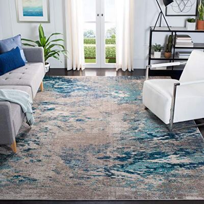 Safavieh modern chic matta för vardagsrum, matsal, sovrum – Madison kollektion, kort lugg, i blått och grått, 91 x 152 cm Safavieh modern chic matta för vardagsrum, matsal, sovrum – Madison kollektion, kort lugg, i blått och grått, 91 x 152 cm