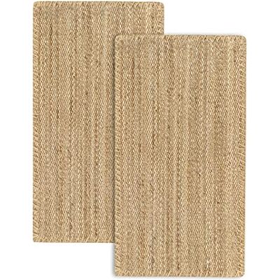 HAMID Pack 2 granada jutematta 100% naturlig jutefiber matta mjuk och medelhög styrka handvävd vardagsrum, sovrum, hallmatta naturlig (förpackning 2 (110 x 60 cm) .. HAMID Pack 2 granada jutematta 100% naturlig jutefiber matta mjuk och medelhög styrka handvävd vardagsrum, sovrum, hallmatta naturlig (förpackning 2 (110 x 60 cm) ..