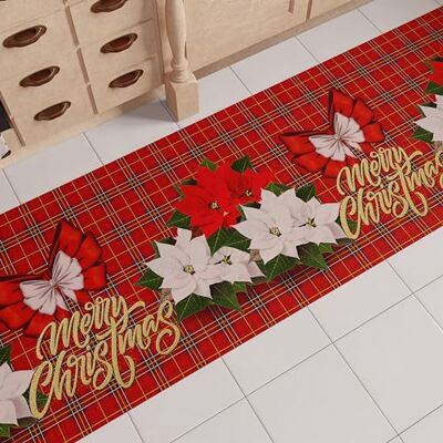 PETTI Artigiani Italiani Julköksmatta, löpare för julkök, julmatta kök, halkfri och tvättbar, julmatta för jul 52 x 180 cm Merry Christmas, tillverkad i Italien PETTI Artigiani Italiani Julköksmatta, löpare för julkök, julmatta kök, halkfri och tvättbar, julmatta för jul 52 x 180 cm Merry Christmas, tillverkad i Italien