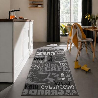 VIMODA Köksmatta grå trendig kaffematta, olika teckensnitt och mönster kaffe, mått: 80 x 250 cm VIMODA Köksmatta grå trendig kaffematta, olika teckensnitt och mönster kaffe, mått: 80 x 250 cm